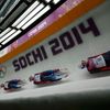 Khoreva speeds down the track in the women's singles luge event of the Sochi 2014 Winter Olympic Games