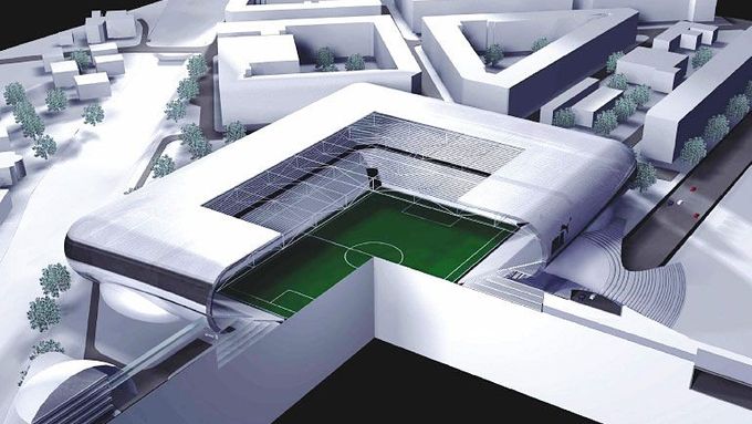 Takhle měl vypadat podle vizualizace národní stadion na Letné. Teď Miroslav Pelta usiluje o novou stavbu v Letňanech.