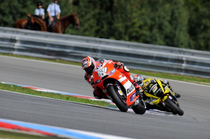 Motocyklový jezdec Nicky Hyden ze Spojených států na GP České republiky v Brně 2011.