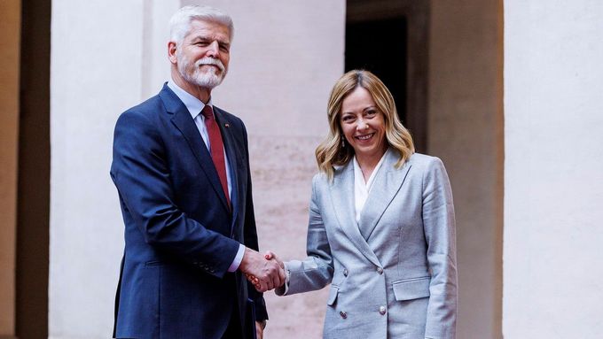 Petr Pavel po jednání s italskou premiérkou Giorgiou Meloniovou.