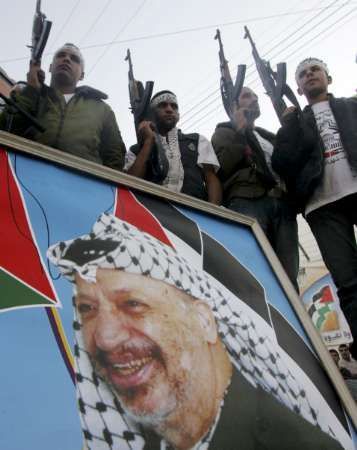 Tvář Jásira Arafata byla k vidění na každém kroku