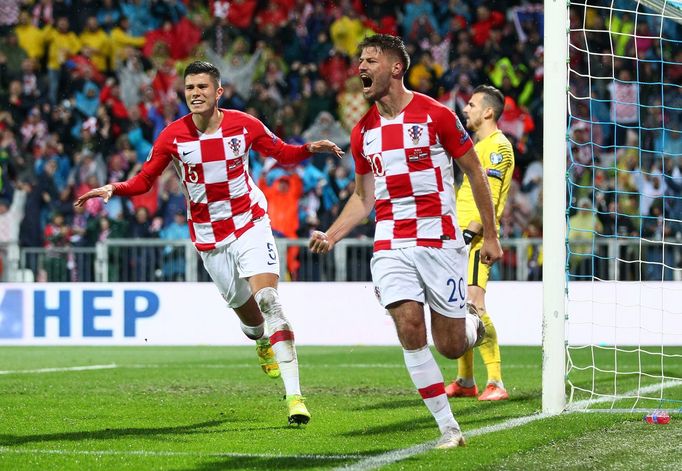 Soccer Football - Euro 2020 Qualifier - Group E - Croatia v Slovakia - HNK Rijeka Stadium, Rijeka, Croatia - November 16, 2019  Croatia's Bruno Petkovic celebrates scorin