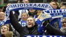 Soccer Football - Euro 2020 - Group J Qualification - Finland v Liechtenstein - Helsinki, Finland November 15, 2019. Team Finland fans celebrate the first goal. Lehtikuva