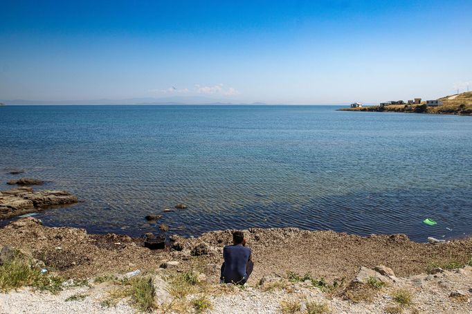 Uprchlický tábor Kara Tepe na ostrově Lesbos v Řecku.