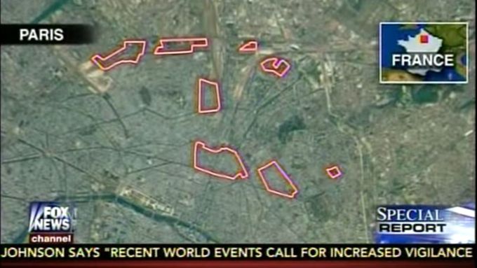 Údajné "no-go zones" v Paříži podle Fox News.