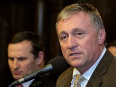 Et tu, Brute? (Mirek Topolánek taking a swipe at the US for badmouthing his former government deputy Jiří Čunek, left)