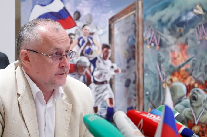 Yuri Ganus, Director General of Russian Anti-Doping Agency (RUSADA), speaks during a news conference in Moscow, Russia June 19, 2019. REUTERS/Maxim Shemetov