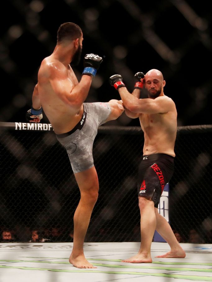 Mixed Martial Arts - Ultimate Fighting Championship - UFC - Volkan Oezdemir v Dominick Reyes - O2 Arena, London, Britain - March 16, 2019   Volkan Oezdemir in action agai