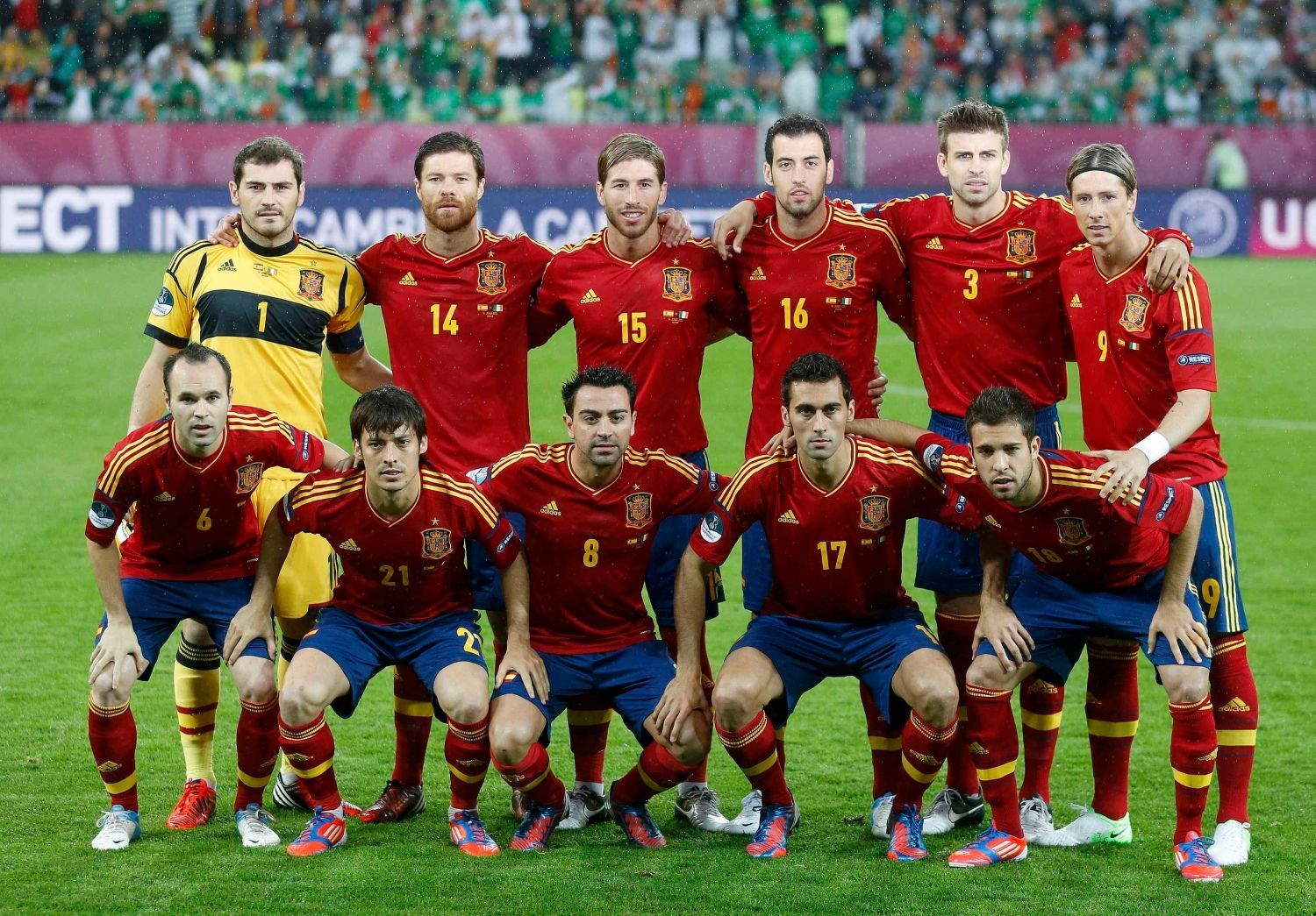 Španělský tým před utkáním s Irskem ve skupině C na Euru 2012