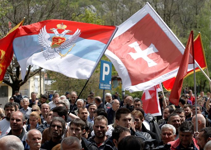 Demonstrace proti NATO v Černé Hoře.