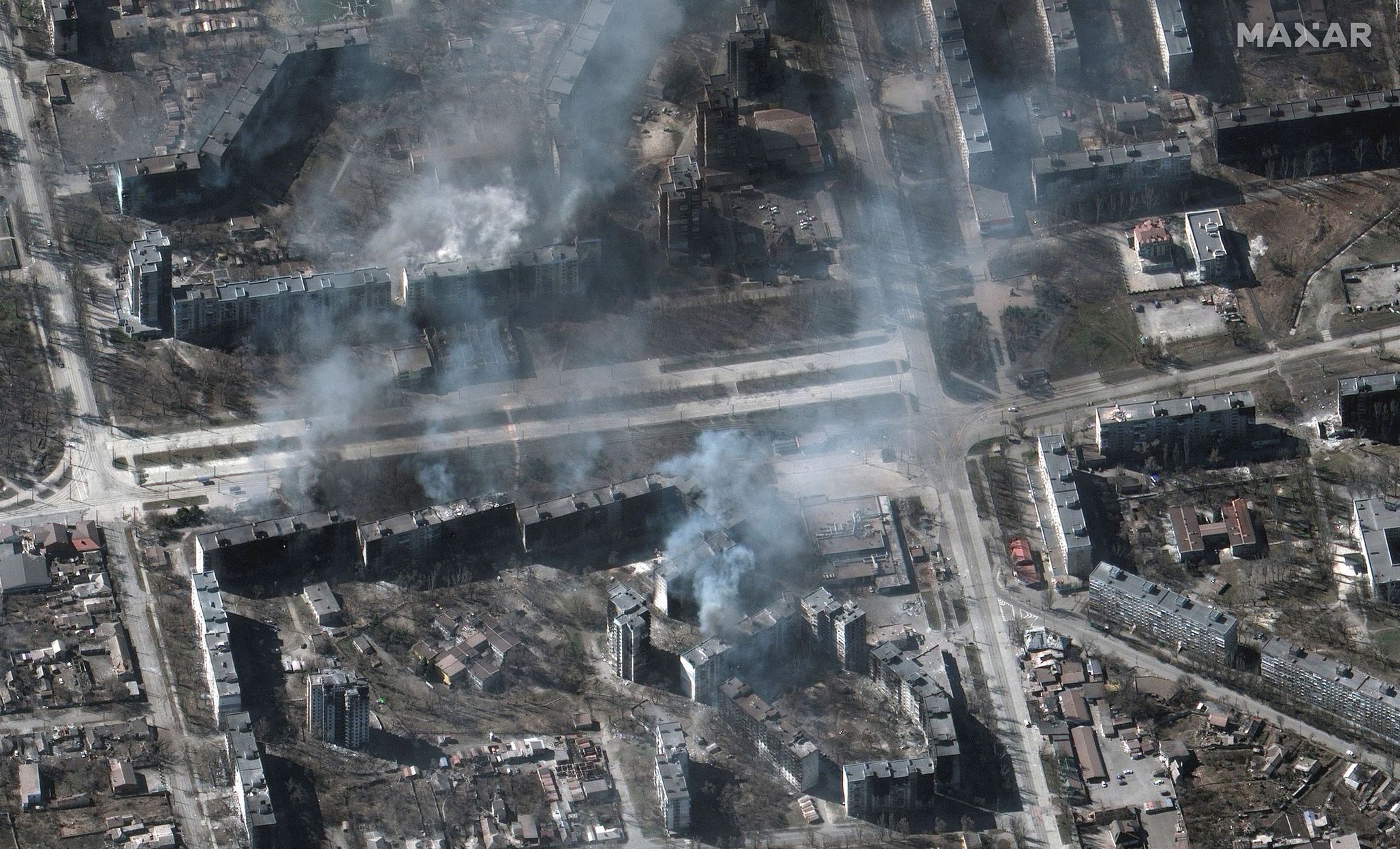 Satelitní snímek Mariupolu.