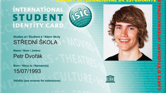 Studentská karta ISIC.