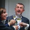 Andrej Babiš a europoslankyně Dita Charanzová a Martina Dlabajová. - Volební štáb ANO, Volby do Evropského parlamentu, Evropské volby, 26. 5. 2019