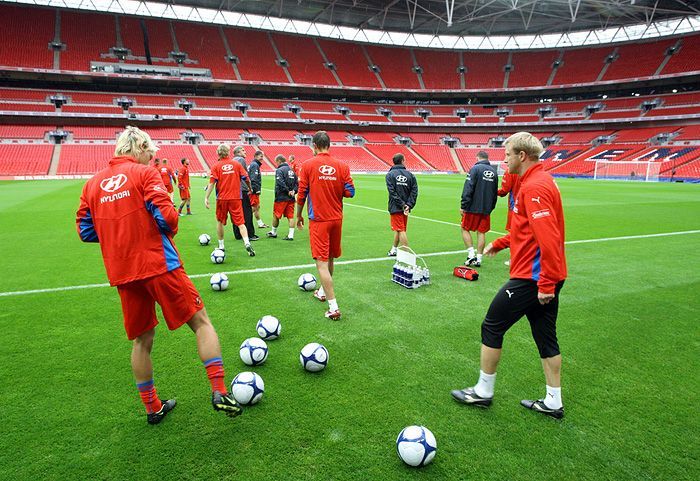 Wembley - trénink českých fotbalistů