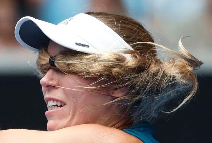 Tennis - Australian Open - Second Round - Melbourne Park, Melbourne, Australia, January 16, 2019. Denmark's Caroline Wozniacki in action during the match against Sweden's