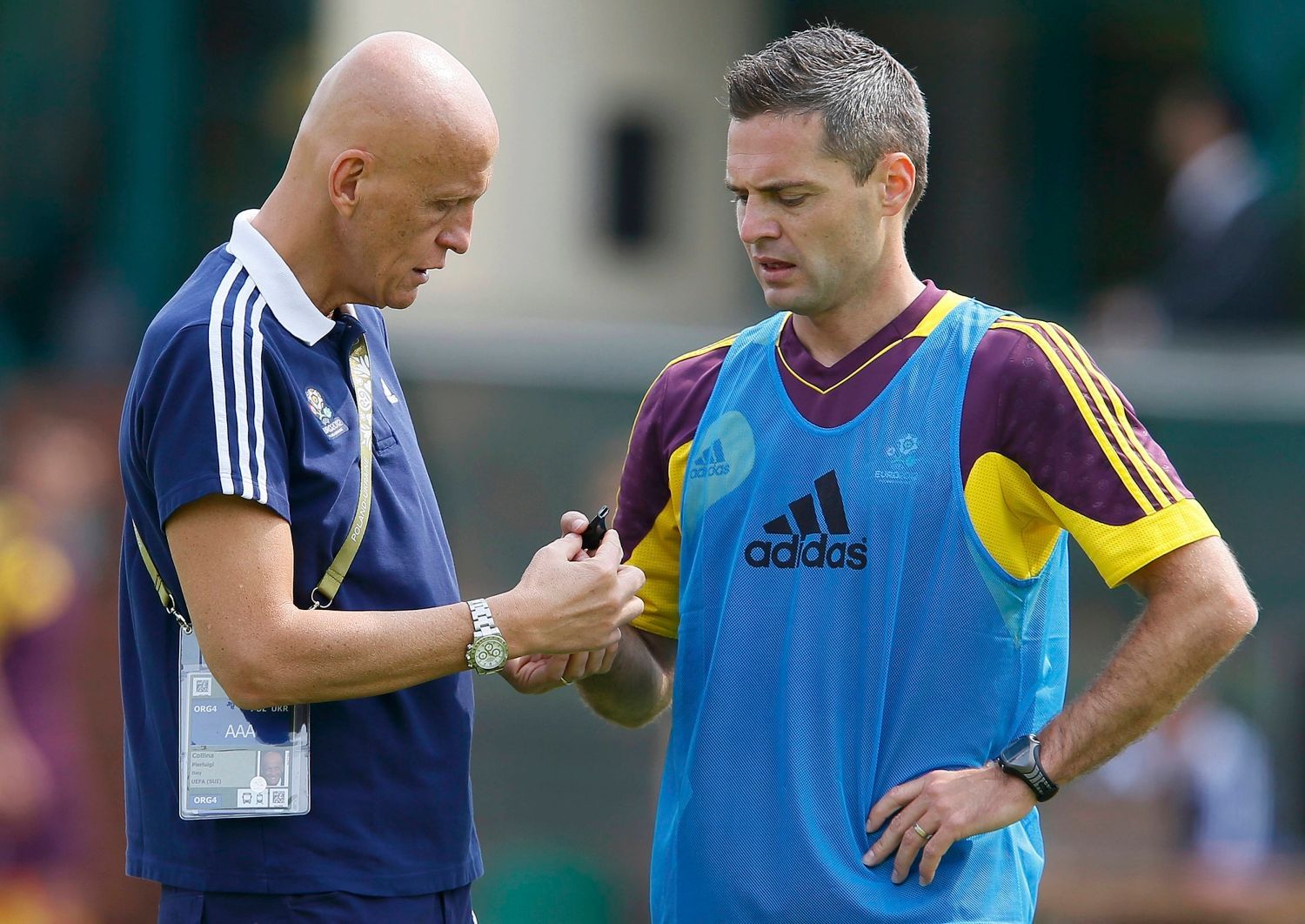 Trénink fotbalových rozhodčí ve Varšavě během Eura 2012