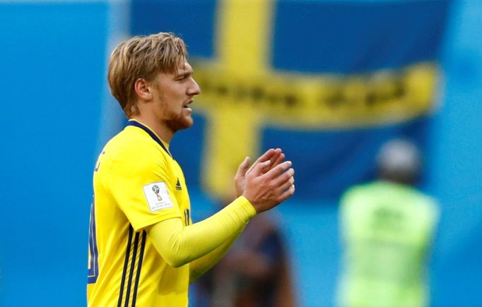 Emil Forsberg v zápase Švédsko - Švýcarsko na MS 2018