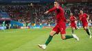 Cristiano Ronaldo slaví gól na 3:3 v zápase Portugalsko - Španělsko na MS 2018