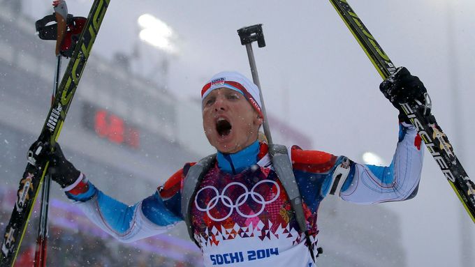 Prohlédněte si fotografie z bronzového závodu Ondřeje Moravce na 15 km s hromadným startem na olympiádě v Soči.