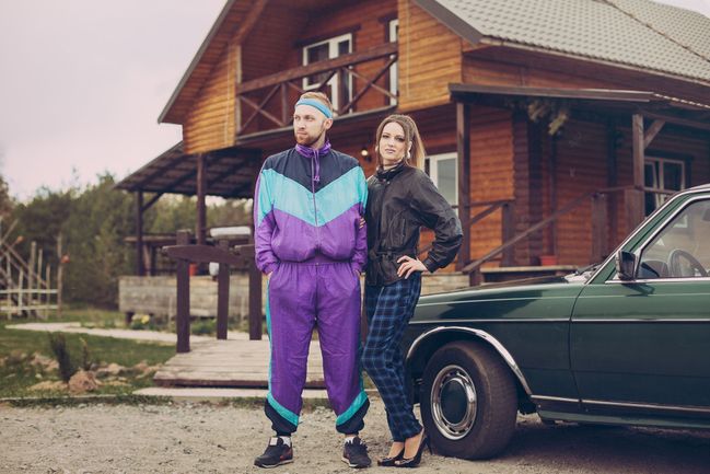 Šusťáková bunda, legíny a ledvinka do pasu