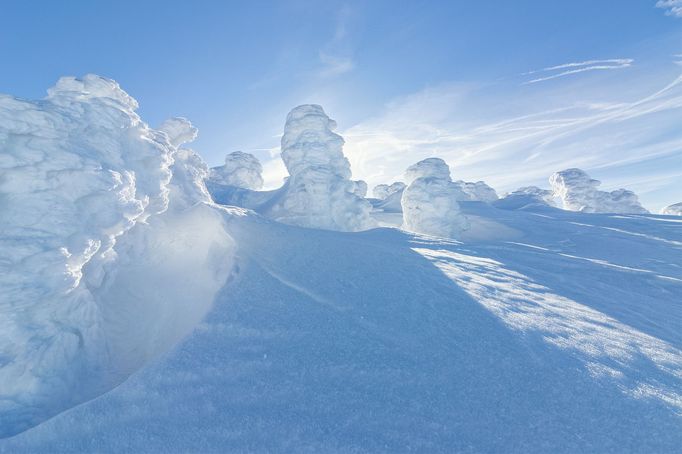 Krkonoše, zimní stezka z Lysé hory na Vrbatovu boudu