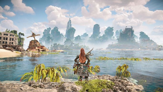 Snímek z DLC Burning Shores ze hry Horizon: Forbidden West.