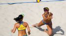 Barbara Seixas Figueiredo (BRA) of Brazil and Agatha Bednarczuk (BRA) of Brazil compete.