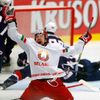 Kitarov of Belarus celebrates his goal against the U.S. during their Ice Hockey World Championship game at the CEZ arena in Ostrava