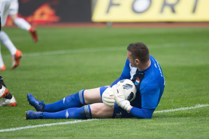 Jan Laštůvka ve 4. kolo nadstavby Fortuna:Ligy Baník - Slavia