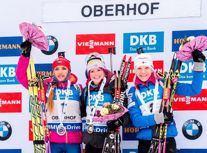 Biatlon, stíhací závod Oberhof (Koukalová, Dorinová-Habertová, Mäkäräinenová)