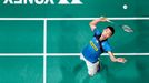 File photo of Malaysia's Lee Chong Wei hitting a return during his men's singles final match against Indonesia's Tommy Sugiarto at the Malaysian Open Super Series 2014 ba