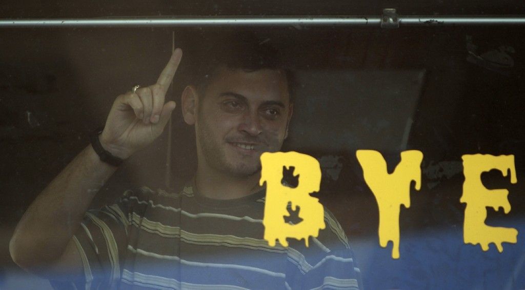 Vítání palestinských vězňů na hranici v Rafáhu