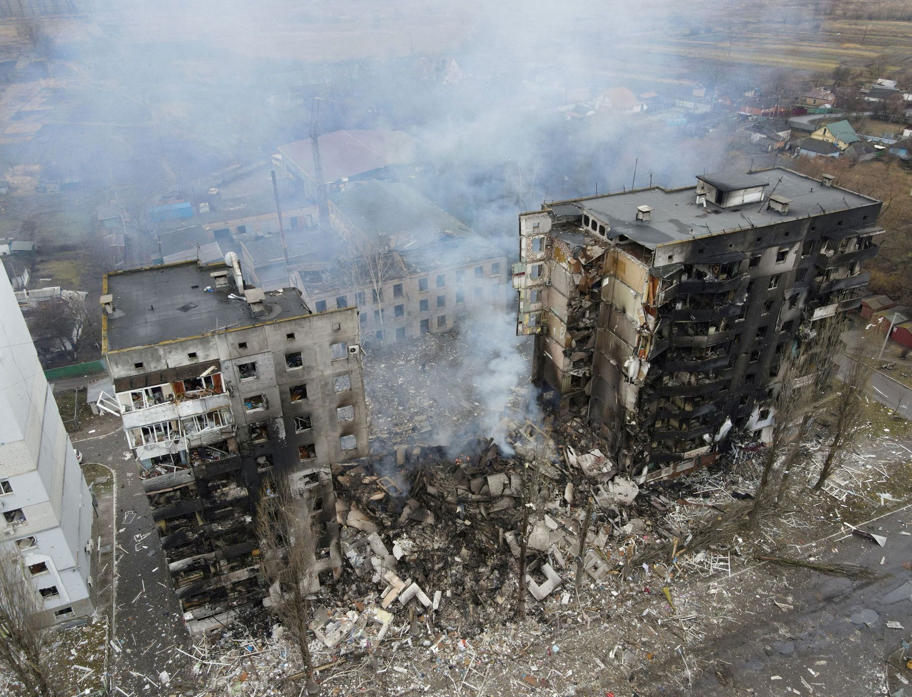 Ukrajina zničená města ruský útok fotky ze vzduchu