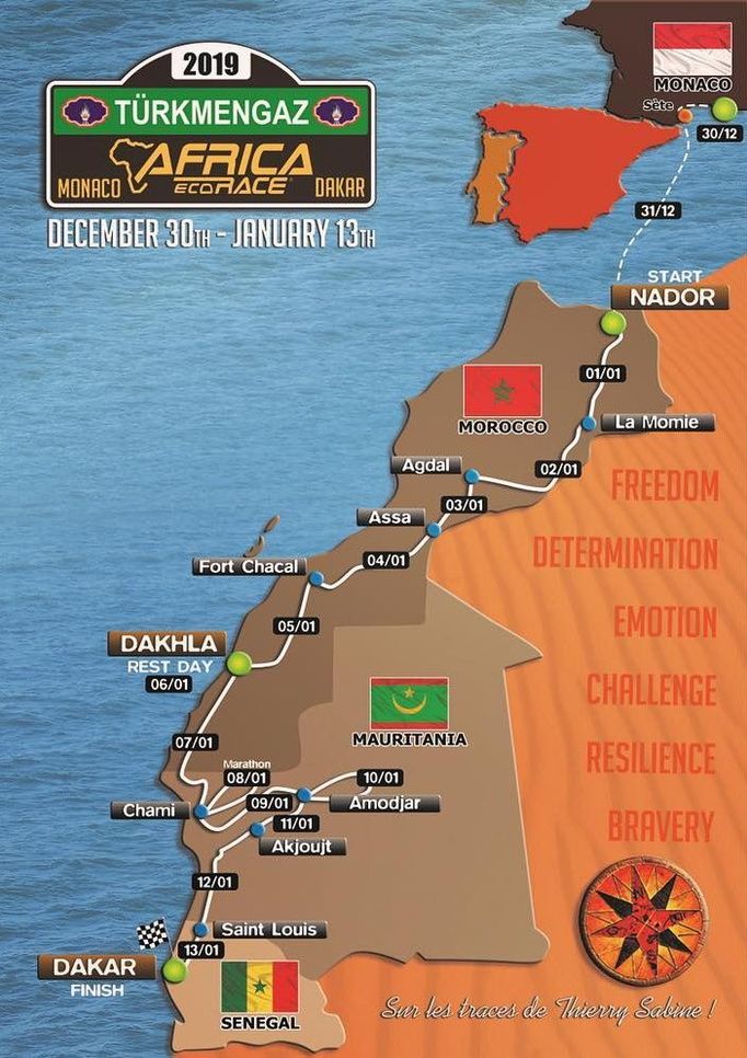 Africa Eco Race 2019 - mapa