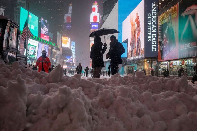 Times Square v New Yorku, 26. ledna 2015.