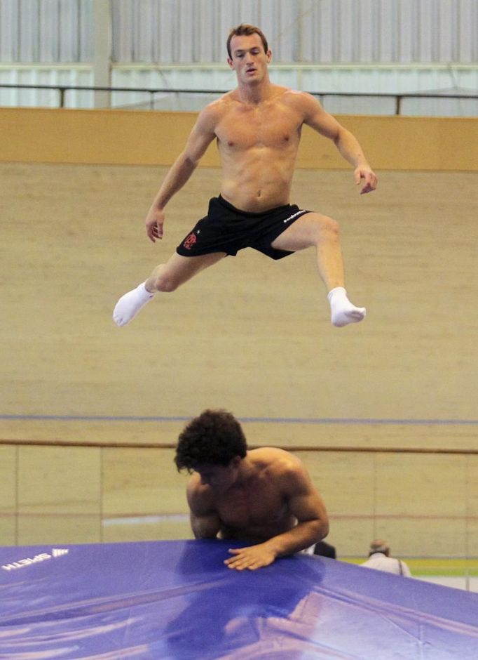 Brazilian gymnast Diego Hypolito attends a training session at the new Brazilian Olympic Gymnastics center in Rio de Janeiro