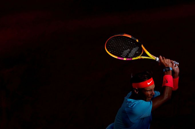 Tennis - French Open - Roland Garros, Paris, France - October 9, 2020  Spain's Rafael Nadal during his semi final match against Argentina's Diego Schwartzman  REUTERS/Chr