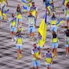 Ukrajinská výprava při slavnostním zahájení olympiády v Tokiu 2020