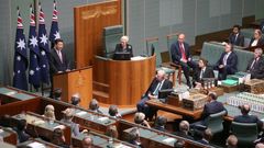 Čínský prezident Si Ťin-pching hovořící v australském parlamentu
