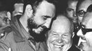 In a file photo Cuban Prime Minister Fidel Castro, left, is embraced by Soviet Premier Nikita Khrushchev in the United Nations General Assembly on Sept. 20, 1960.