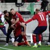 Lukáš Provod slaví gól v zápase kvalifikace MS 2022 Česko - Belgie