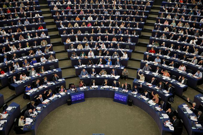 Hlasování Evropského parlamentu v Bruselu. Ilustrační snímek.