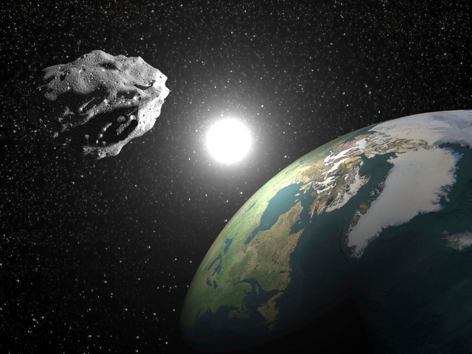 Asteroid - Země - průlet - planetka