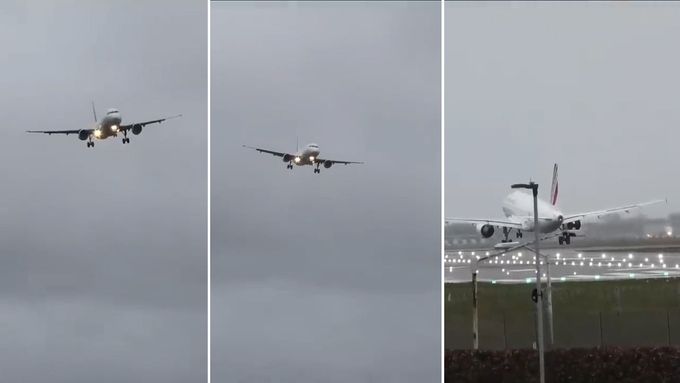 Orkán si pohrával s letadly při přistávání na letiště Heathrow