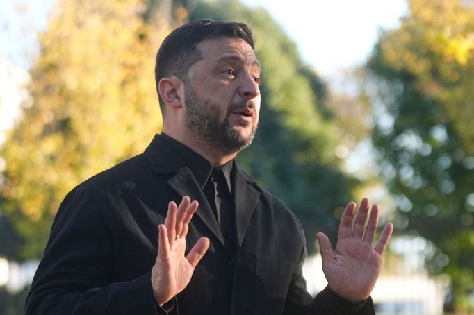 Ukrajinský prezident Volodymyr Zelenskyj po jednání v Bílém domě, 17. října 2025