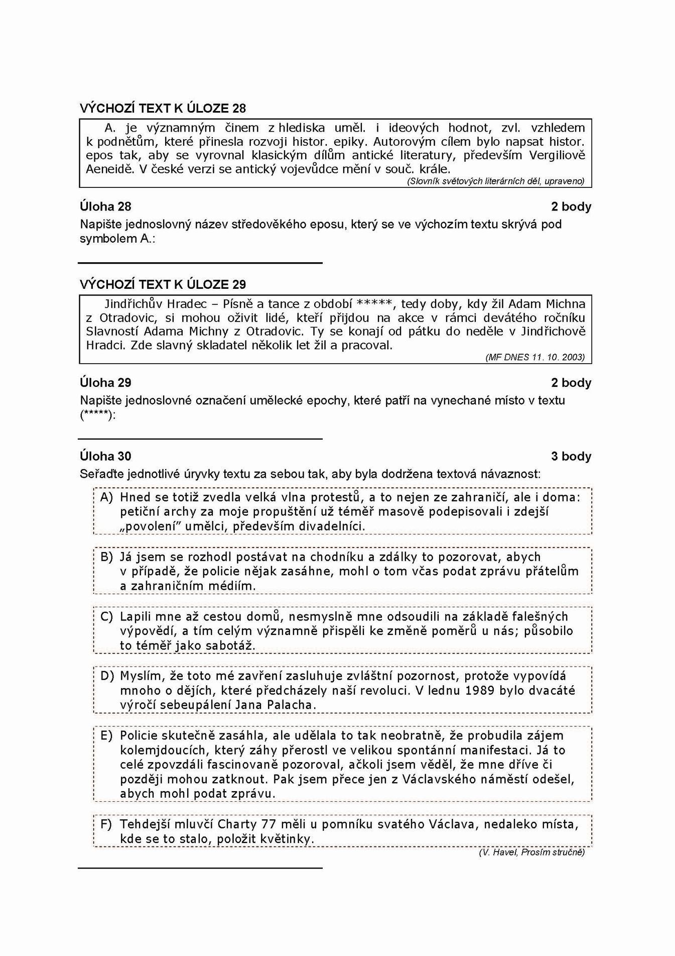Státní maturita - vyšší obtížnost 11