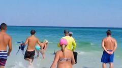 Žraloci zabloudili ke břehu floridské pláže. Žena se je pokusila zahnat cákáním