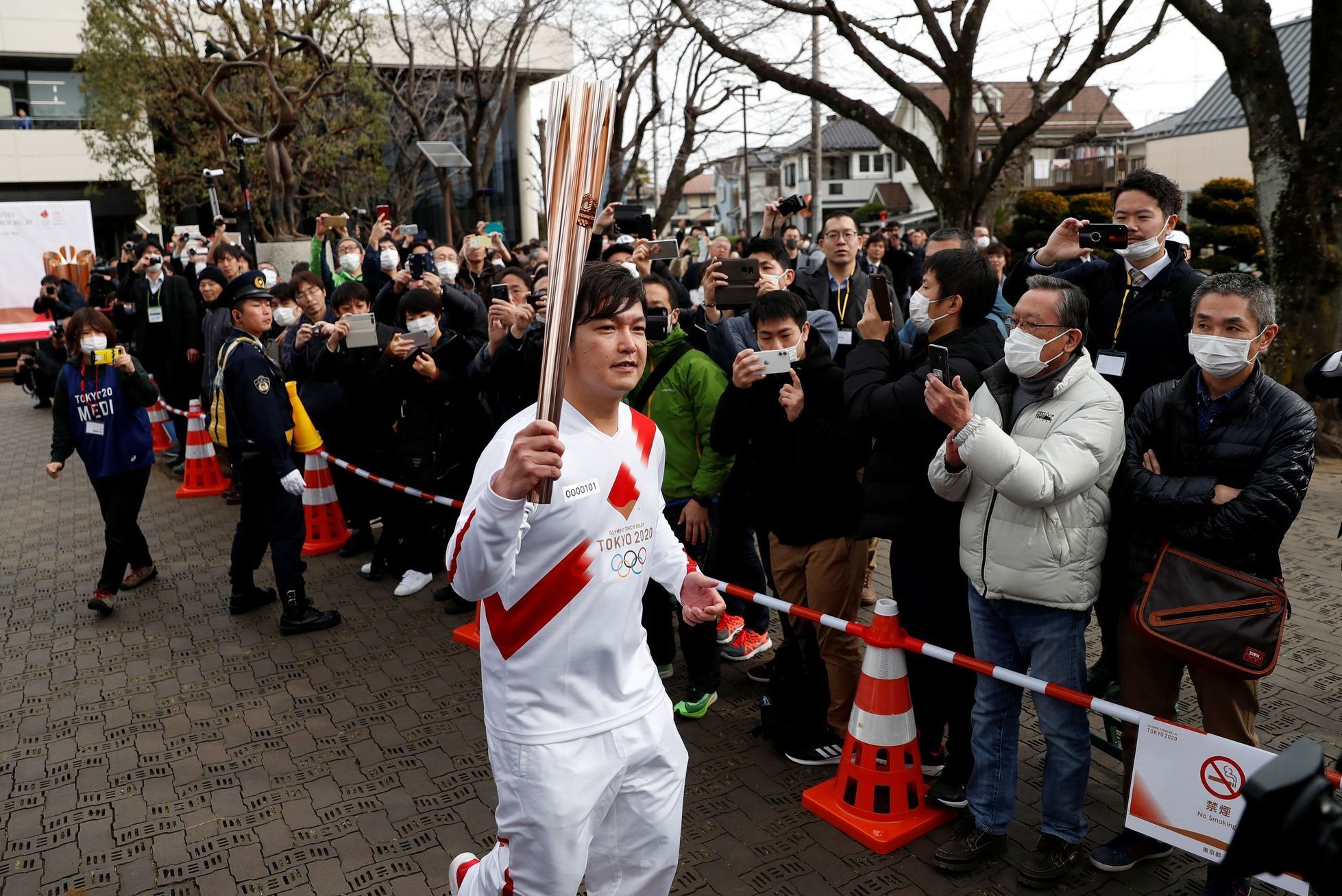 Rehearsal of part of the Tokyo 2020 Olympic Torch Relay in Hamura