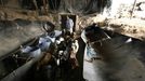 Middle East News - April 1, 2013 April 1, 2013 - Rafah, Gaza Strip, Palestinian Territory - Palestinian workers pray inside a smuggling tunnel between the Hamas-ruled Gaza Strip and Egypt in the southern Gaza Strip city of Rafah on April 4, 2013. The Egyptian army started to knock down Gaza smuggling tunnels last month after a high Egyptian court has urged the authorities in Cairo to tear down all the tunnels along the borders between Gaza and Egypt. Ismail Haniyeh discussed the Prime Minister of the Gaza government with Egyptian President Mohammed Mursi, a few days before the issue of smuggling tunnels