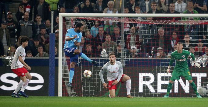 fotbal, Evropská liga 2017/2018, Salcburk - Marseille, rozhodující gól Rolanda v prodloužení